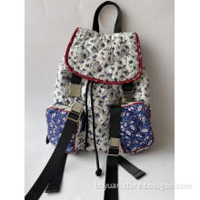 Cotton Fabric Backpacks with Flower Pattern